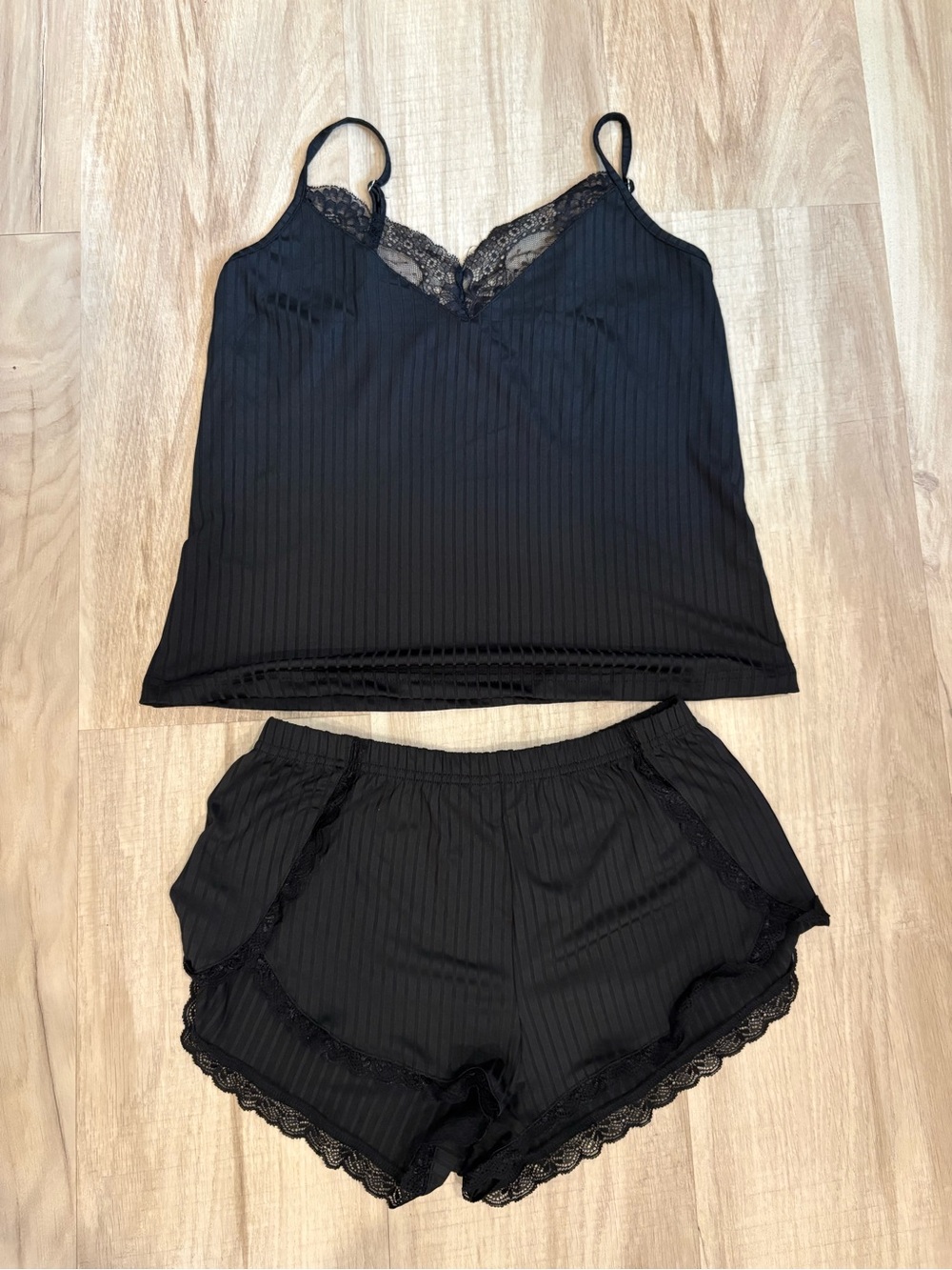 Black Lace-Trim Cami & Short Sleep Set - Women